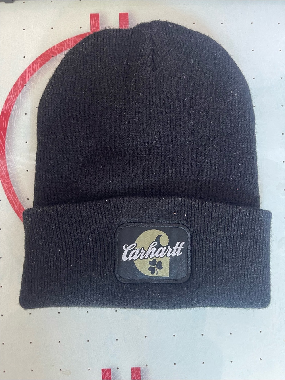 Carhartt‎ Black Beanie with Olive Logo Patch